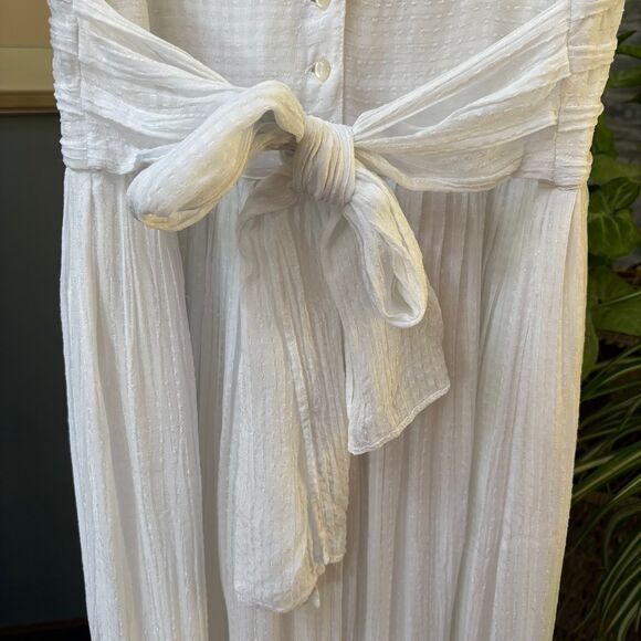 80s Vintage Sarah Elizabeth White Embroidered Floral Prairie Dress size 10 - Picture 10 of 12